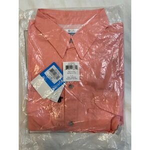 NWT Gorpcore Columbia Men Bonehead Short Sleeve Fishing Shirt Coral Orange Large